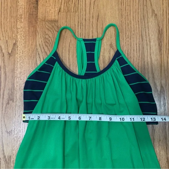 Lululemon Athletica No Limits 2 in 1 Green and Navy Stripe Strappy Tank Top - Picture 7 of 9